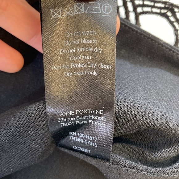 Anne Fontaine Eyelet Blouse Womens Size 38 US 4-6‎ Black 3/4 Sleeve Cutout Top - Picture 10 of 12